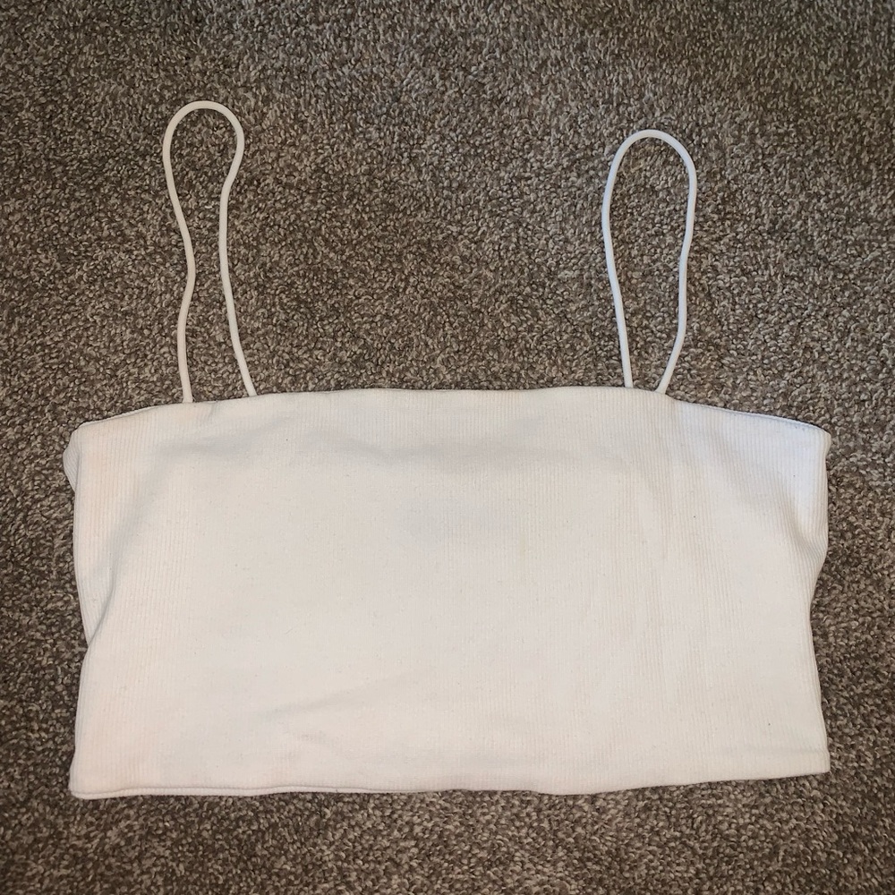 SHEIN White rib knit crop tank top